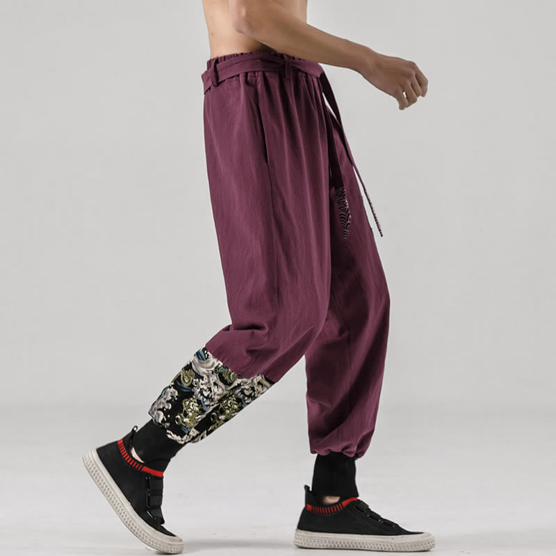Buddha Stones Ocean Waves Lace-up Men's Harem Pants With Pockets - image 19