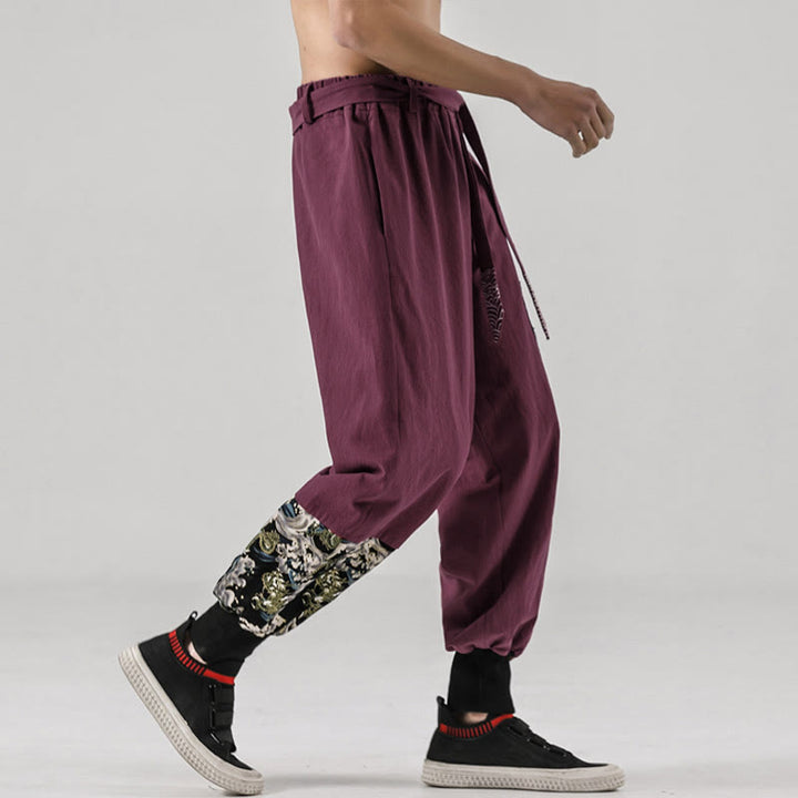 Buddha Stones Ocean Waves Lace-up Men's Harem Pants With Pockets - image 19