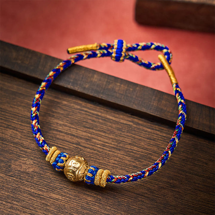 Buddha Stones Hand-Woven String Om Mani Padme Hum Peace Bracelet - Blue - With Om Mani Padme Hum Accessory - image 0
