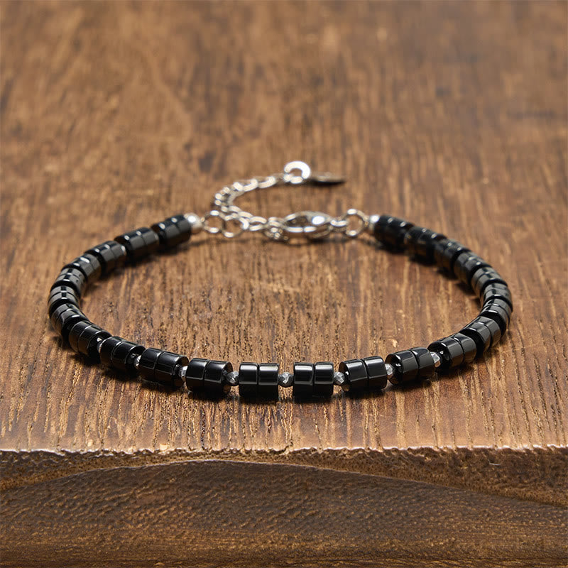 Buddha Stones Amethyst Tiger's Eye Rose Quartz Blue Spot Jasper Black Obsidian Calm Flat Bead Bracelet - Black Obsidian (Wrist Circumference: 16-18cm) - image 20