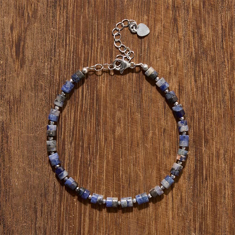 Buddha Stones Amethyst Tiger's Eye Rose Quartz Blue Spot Jasper Black Obsidian Calm Flat Bead Bracelet - image 16