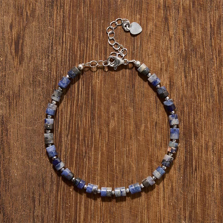 Buddha Stones Amethyst Tiger's Eye Rose Quartz Blue Spot Jasper Black Obsidian Calm Flat Bead Bracelet - image 16