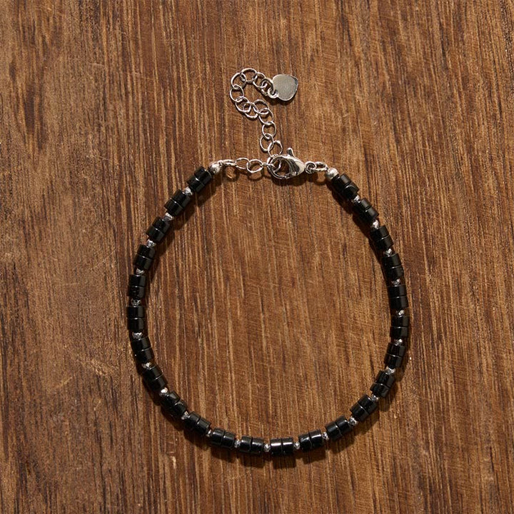 Buddha Stones Amethyst Tiger's Eye Rose Quartz Blue Spot Jasper Black Obsidian Calm Flat Bead Bracelet - image 21