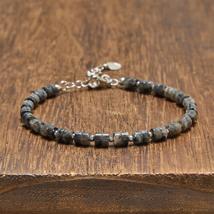 Buddha Stones Amethyst Tiger's Eye Rose Quartz Blue Spot Jasper Black Obsidian Calm Flat Bead Bracelet - Black Glitter Stone (Wrist Circumference: 16-18cm) - image 35
