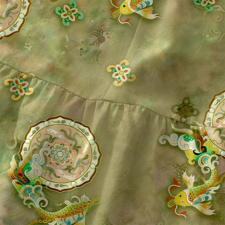 Buddha Stones Summer Casual Vintage Floral Medallions Leaves Pattern Women's Summer Sleeveless Midi Dress With Pockets - image 1