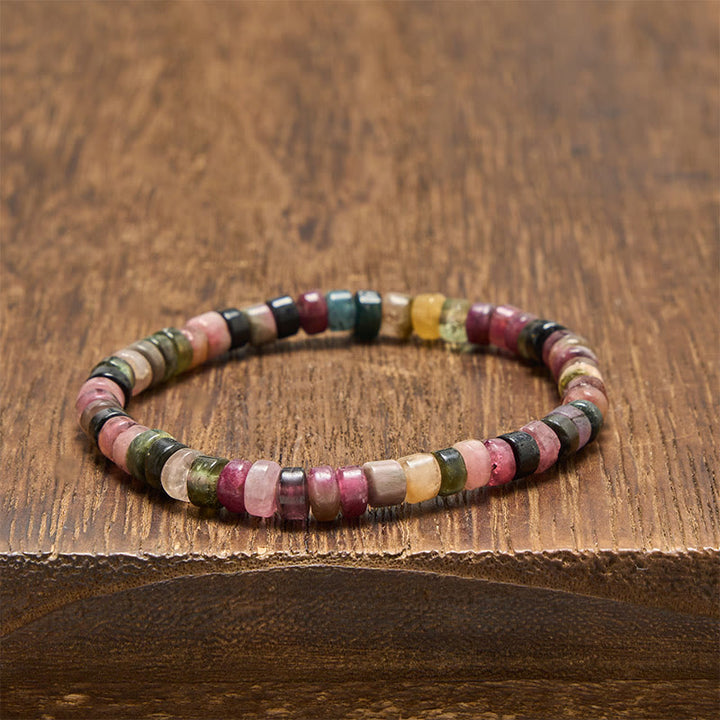 Buddha Stones Multicolor Tourmaline Protection Faceted Tablet Bead Bracelet - image 3