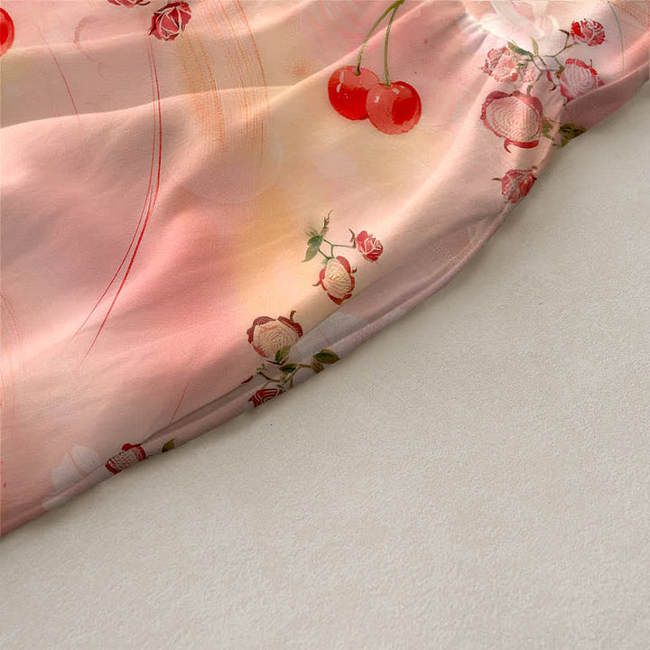Buddha Stones Summer Casual Sweet Cherry Floral Pattern Women's Summer Sleeveless Midi Dress With Pockets - image 2