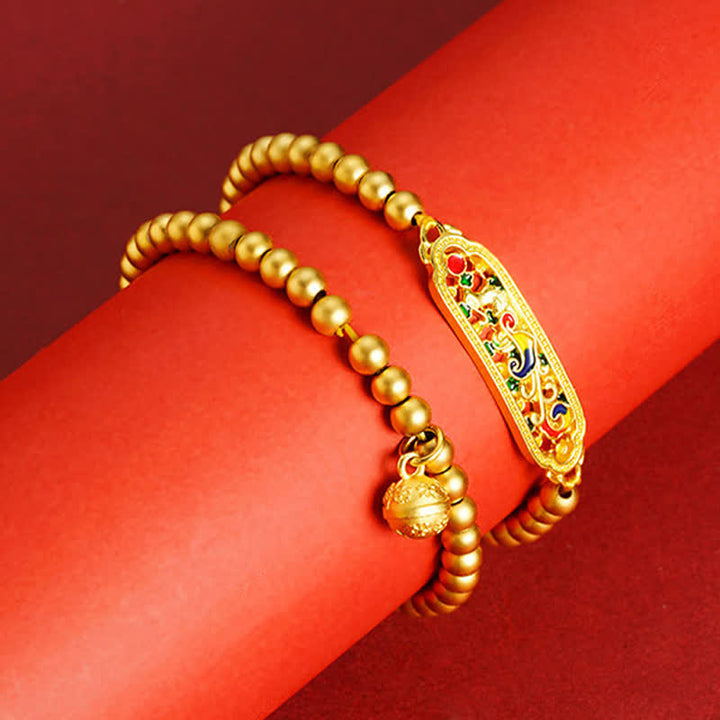 Buddha Stones Copper Peacock Enamel Self Confidence Beaded Charm Bracelet - image 10