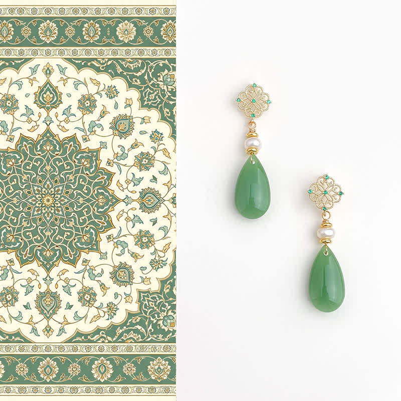 Buddha Stones Pearl Liuli Purity Teardrop Healing Earrings - Pearl(Copper Plated With 925 Sterling Silver Posts) - image 0