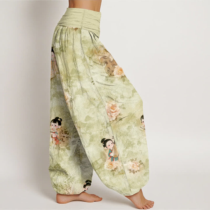 Buddha Stones Pure Cotton Vintage Floral Figure Pattern Women's Elastic Waist Harem Pants - image 10