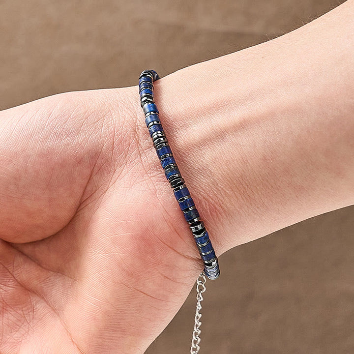 Buddha Stones Natural Lapis Lazuli Amethyst Frosted Stone Protective Bead Bracelet - image 3