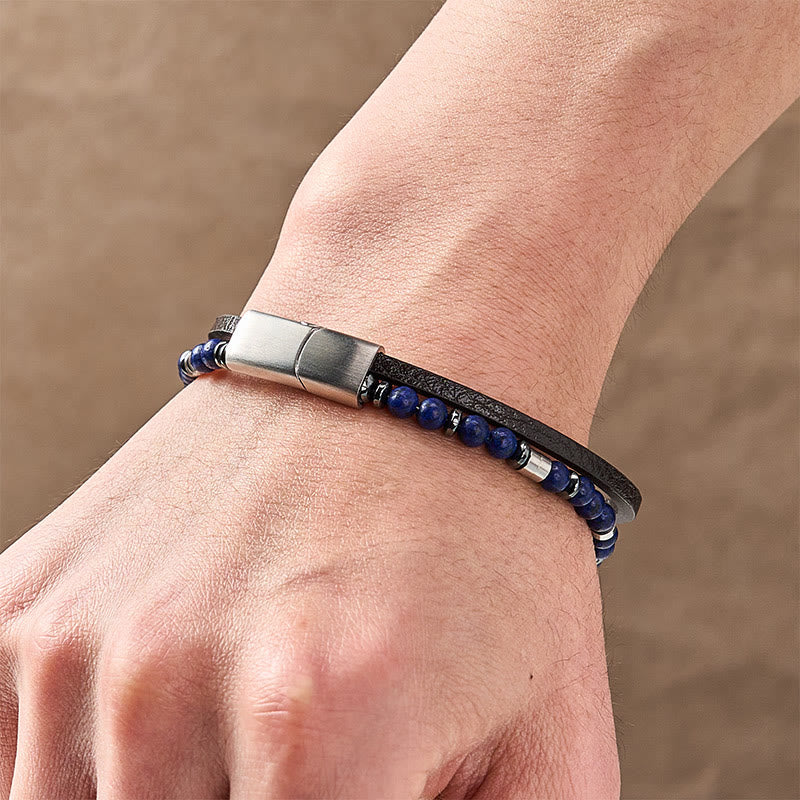 Buddha Stones Lapis Lazuli Truth Double Wrap Leather Bracelet - image 22