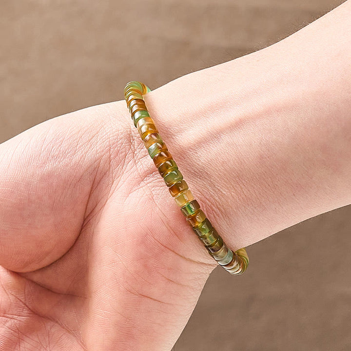 Buddha Stones Natural Green Agate Faceted Rondelle Healing Bracelet - image 5