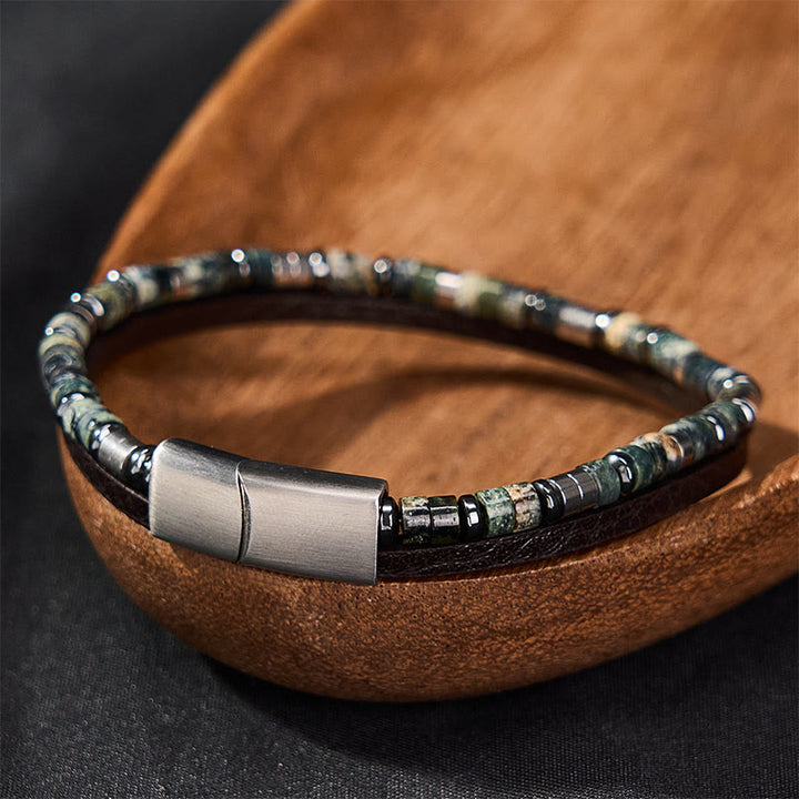 Buddha Stones Lapis Lazuli Truth Double Wrap Leather Bracelet - image 9