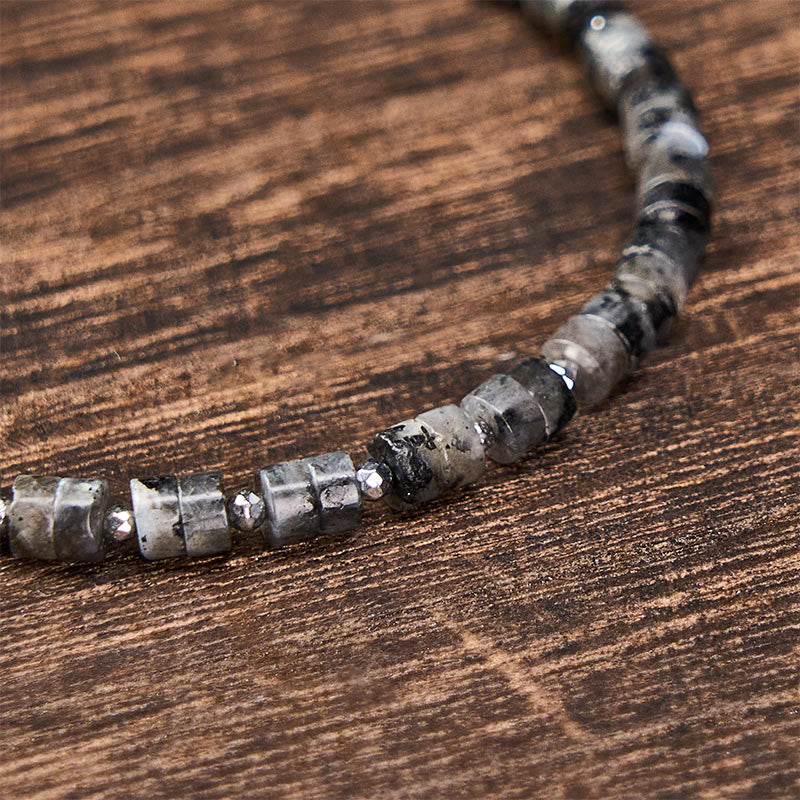 Buddha Stones Amethyst Tiger's Eye Rose Quartz Blue Spot Jasper Black Obsidian Calm Flat Bead Bracelet - image 37