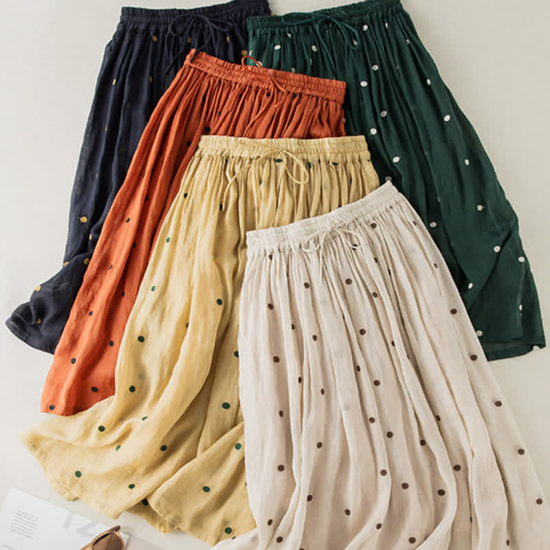 Buddha Stones Artistic Vintage Dot Pattern Women's Pleated Skirt - image 37