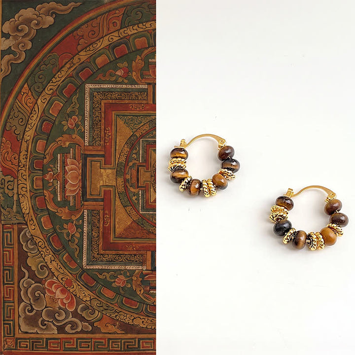 Buddha Stones Natural Tiger Eye Courage Earrings - Tiger Eye(Copper Plated With 925 Sterling Silver Posts) - image 0