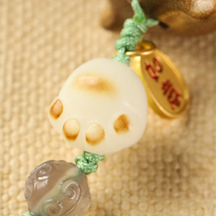 Buddha Stones Green Sandalwood Cat Hand-Woven Soothing Keychains - image 11