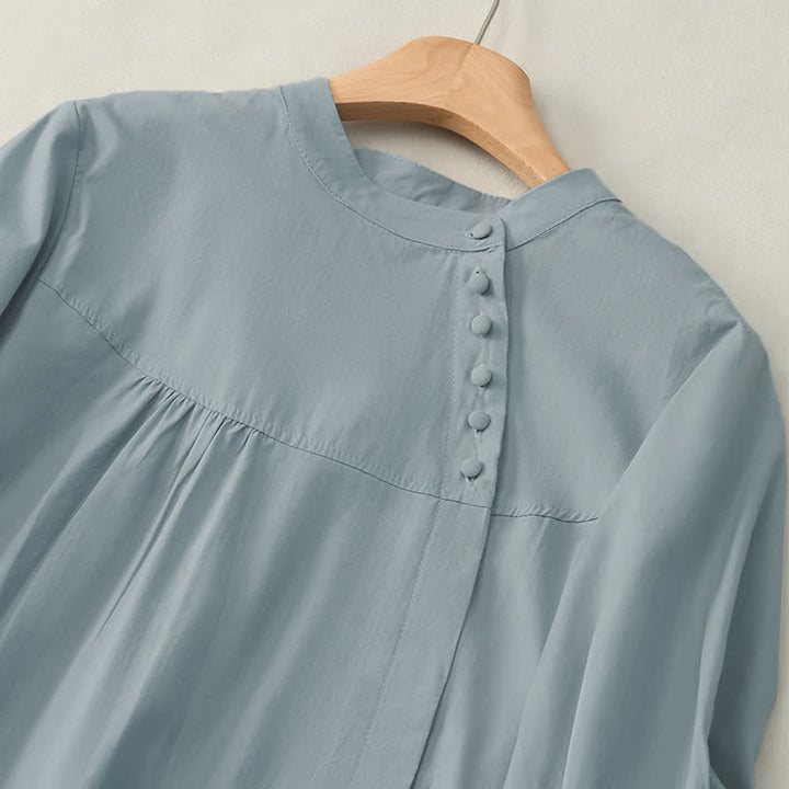 Buddha Stones Lace-up Buttons Design Women's Three Quarter Sleeve Shirt - image 2