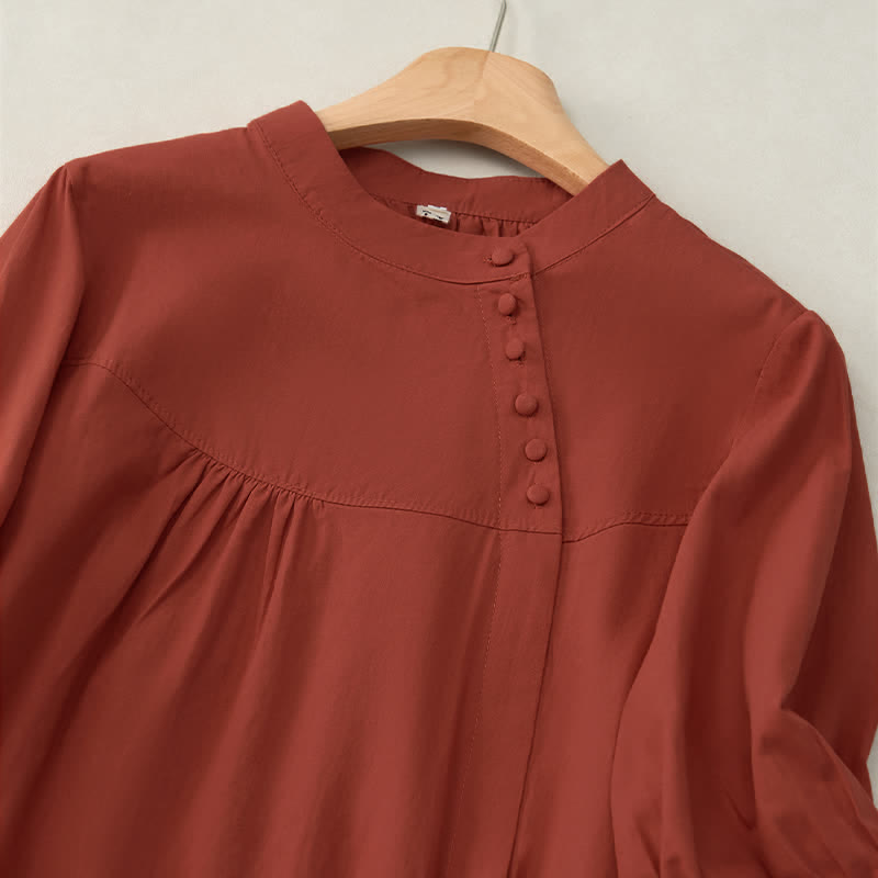 Buddha Stones Lace-up Buttons Design Women's Three Quarter Sleeve Shirt - image 20