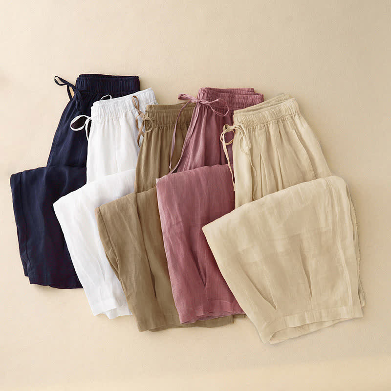 Buddha Stones Casual Loose Double Layer 7-8 Length Cropped Pants Women's Pants With Pockets - image 28