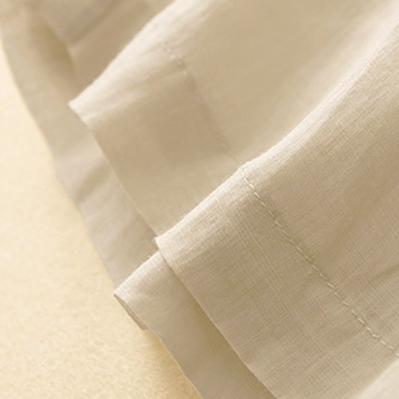 Buddha Stones Geometric Embroidery Elastic Waist Women's Cotton Linen Wide Leg Pants With Pockets - image 16