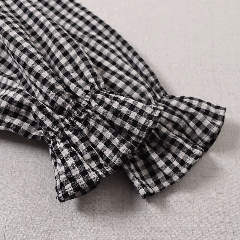 Buddha Stones Long Sleeve Plaid Simple Buttons Ruffled Design Midi Dress With Pockets - image 17