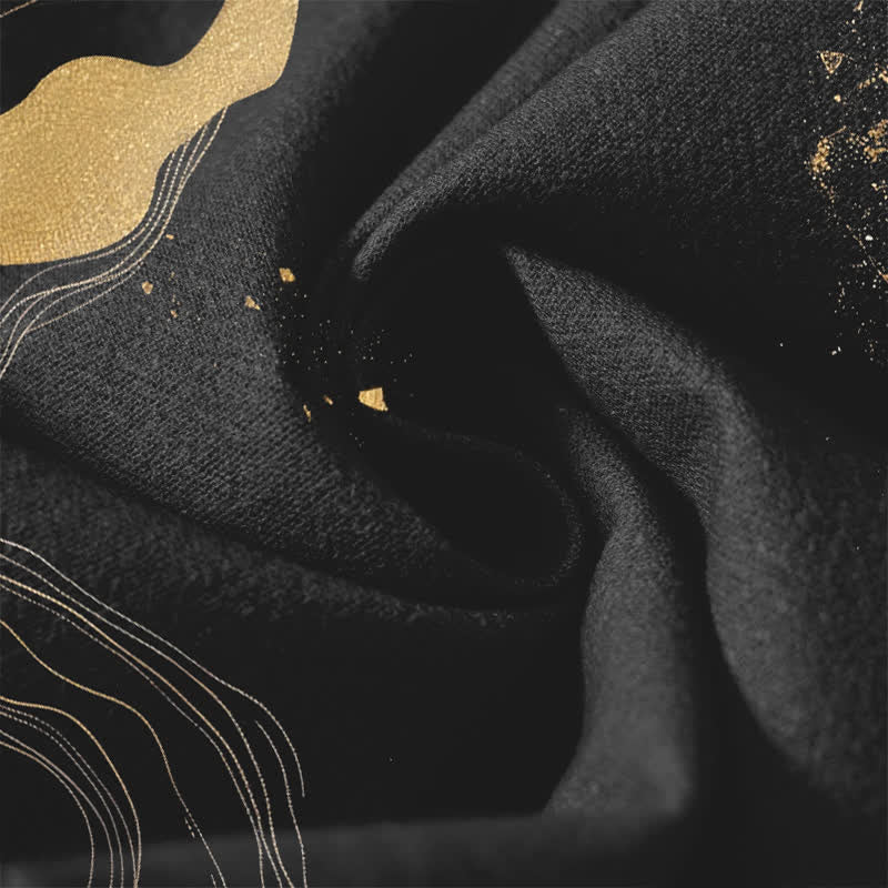 Buddha Stones Pure Cotton Golden Dragon Cloud Wave Pattern Drawstring Men's Tapered Pants With Pockets - image 6
