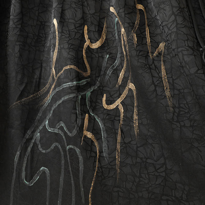 Buddha Stones Spring Summer Boho Drawstring Black Abstract Lines Women's Skirts - image 8