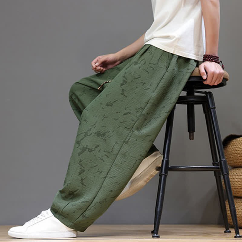 Buddha Stones Summer Casual Minimalist Drawstring Abstract Texture Pattern Ankle Pants Men's Harem Pants With Pocket - image 8