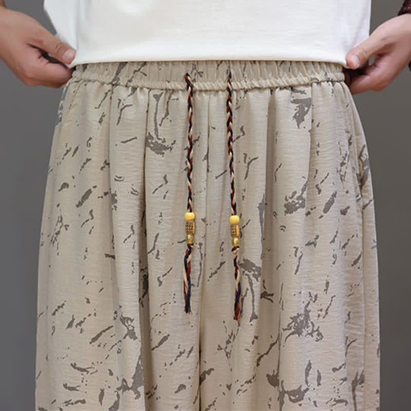 Buddha Stones Summer Casual Minimalist Drawstring Abstract Texture Pattern Ankle Pants Men's Harem Pants With Pocket - image 24