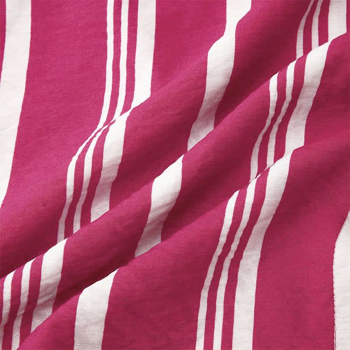 Buddha Stones Summer Casual Classic Button-Up Vertical Striped Men's Short Sleeve Shirts - image 27