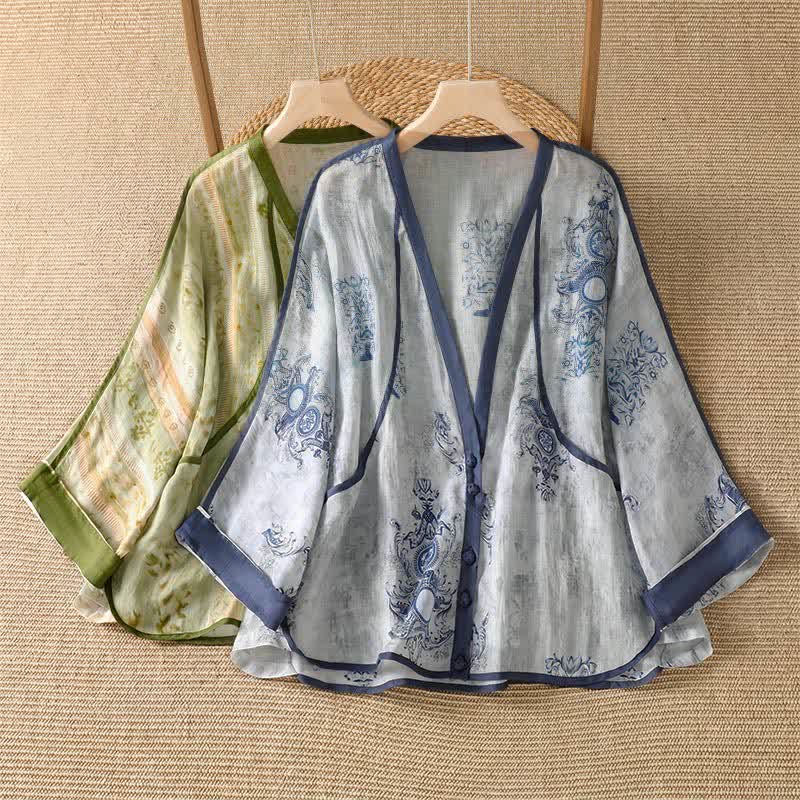 Buddha Stones Summer Casual Vintage Button-Up Floral Women's Long Sleeve Shirts With Pocket - image 12