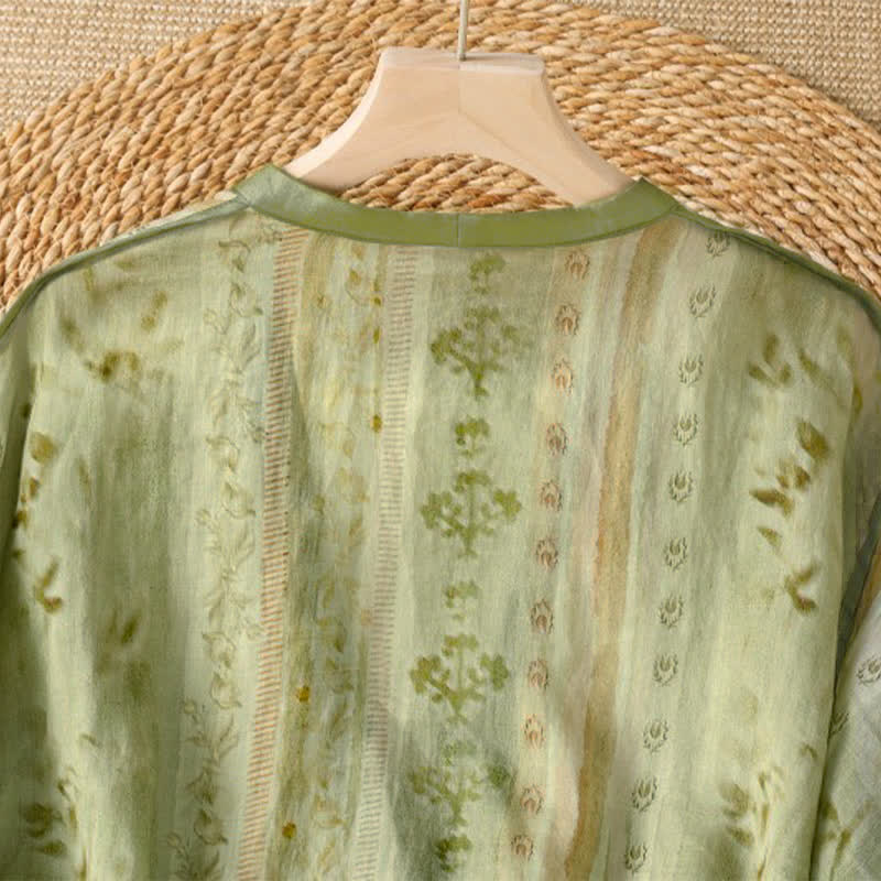 Buddha Stones Summer Casual Vintage Button-Up Floral Women's Long Sleeve Shirts With Pocket - image 9