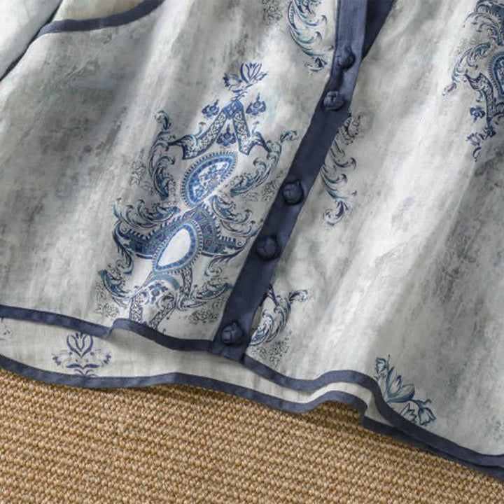 Buddha Stones Summer Casual Vintage Button-Up Floral Women's Long Sleeve Shirts With Pocket - image 5