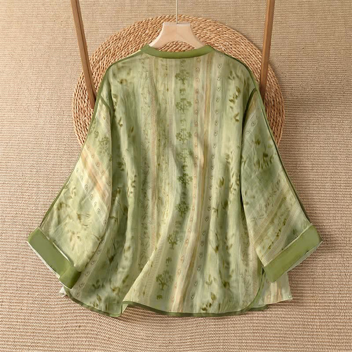 Buddha Stones Summer Casual Vintage Button-Up Floral Women's Long Sleeve Shirts With Pocket - image 7