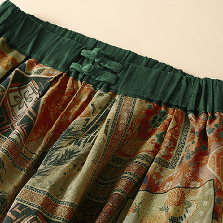 Buddha Stones Retro Casual Chinese Frog-Button Design Women's Harem Pants With Pockets - image 15