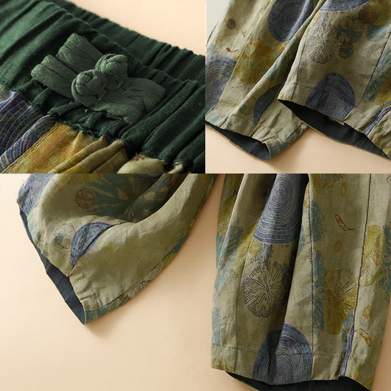 Buddha Stones Retro Casual Chinese Frog-Button Design Women's Harem Pants With Pockets - image 7