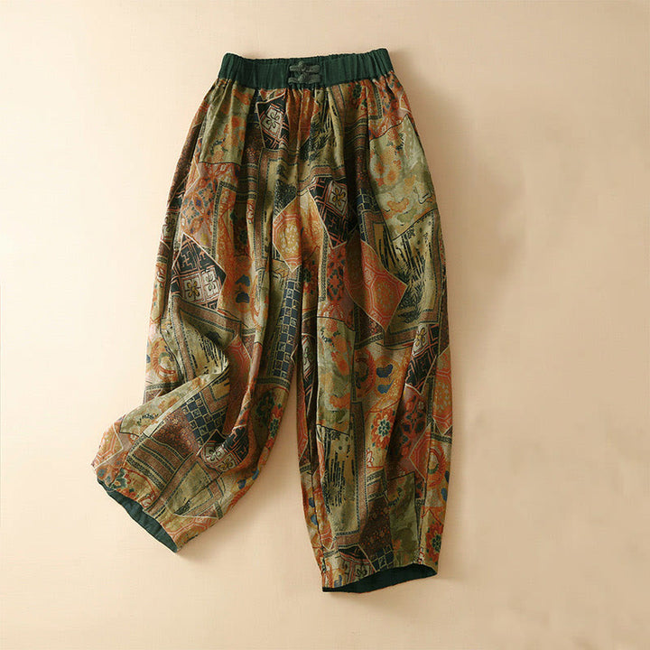 Buddha Stones Retro Casual Chinese Frog-Button Design Women's Harem Pants With Pockets - Olive - US8-10，UK/AU12-14，EU40-42 (2XL) - image 13