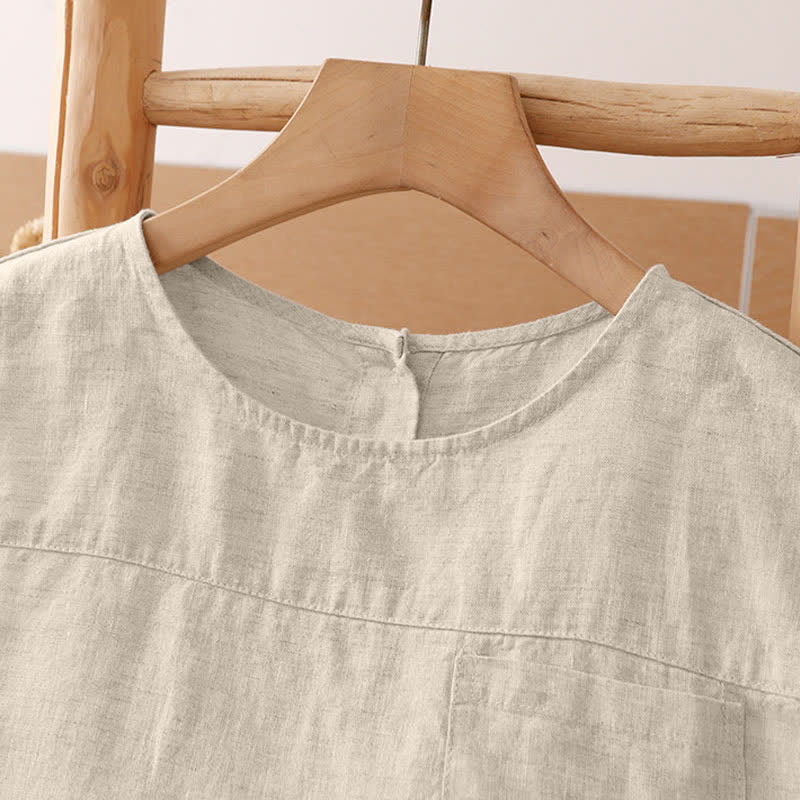 Buddha Stones Summer Casual Vintage Geometric Tank Top Hollow Hem Back Buttons Women's Sleeveless Shirts With Patch Pocket - image 32