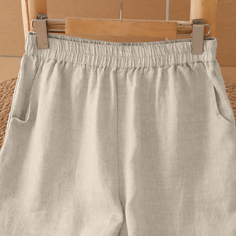 Buddha Stones Summer Casual Minimalist Geometric Hollow Hem Ankle Pants Women's Wide Leg Pants With Pockets - image 33