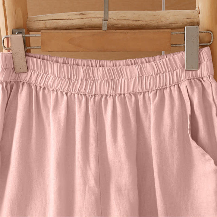 Buddha Stones Summer Casual Minimalist Geometric Hollow Hem Ankle Pants Women's Wide Leg Pants With Pockets - image 17