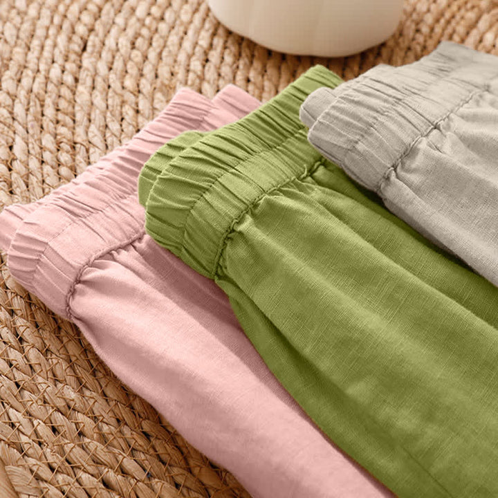 Buddha Stones Summer Casual Minimalist Geometric Hollow Hem Ankle Pants Women's Wide Leg Pants With Pockets - image 47