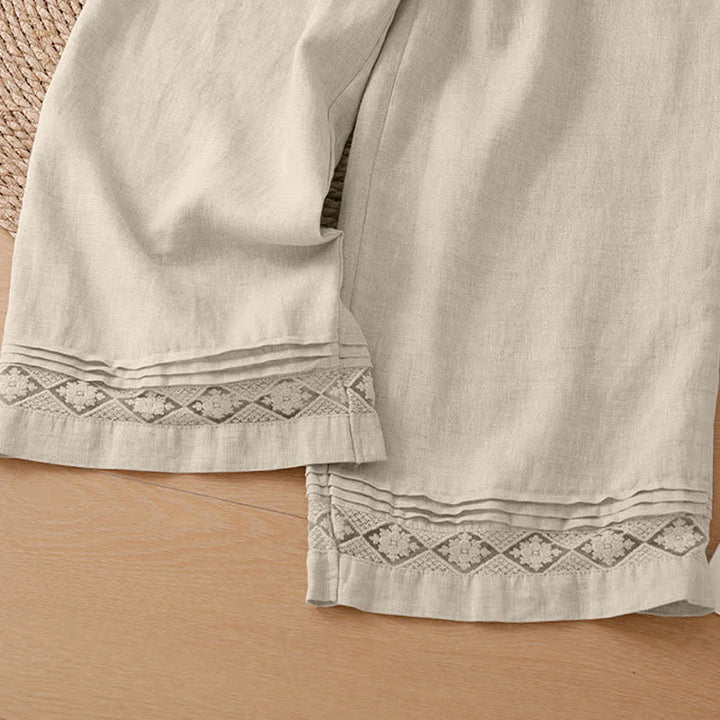 Buddha Stones Summer Casual Vintage Geometric Tank Top Hollow Hem Back Buttons Women's Sleeveless Shirts With Patch Pocket - image 43