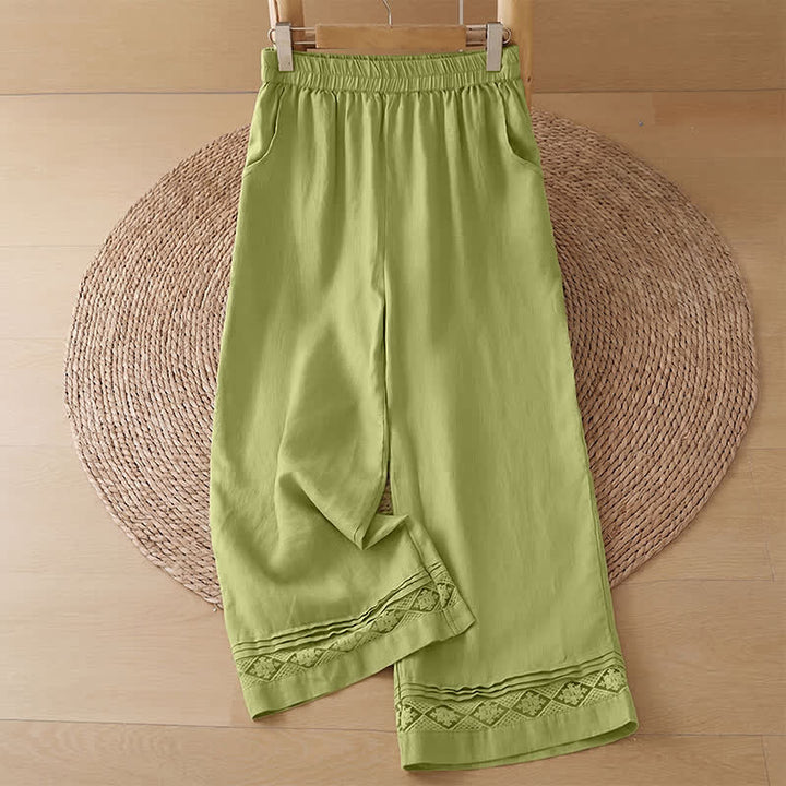 Buddha Stones Summer Casual Vintage Geometric Tank Top Hollow Hem Back Buttons Women's Sleeveless Shirts With Patch Pocket - YellowGreen Pants - US8-10, UK/AU12-14, EU40-42 (2XL) - image 22