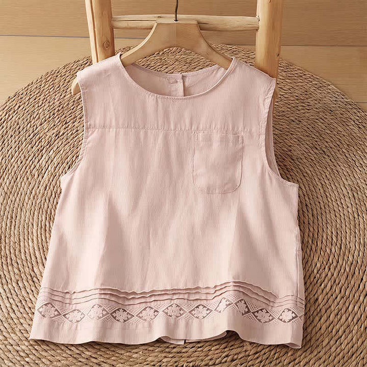 Buddha Stones Summer Casual Minimalist Geometric Hollow Hem Ankle Pants Women's Wide Leg Pants With Pockets - LightPink Shirt - US8-10, UK/AU12-14, EU40-42 (2XL) - image 23
