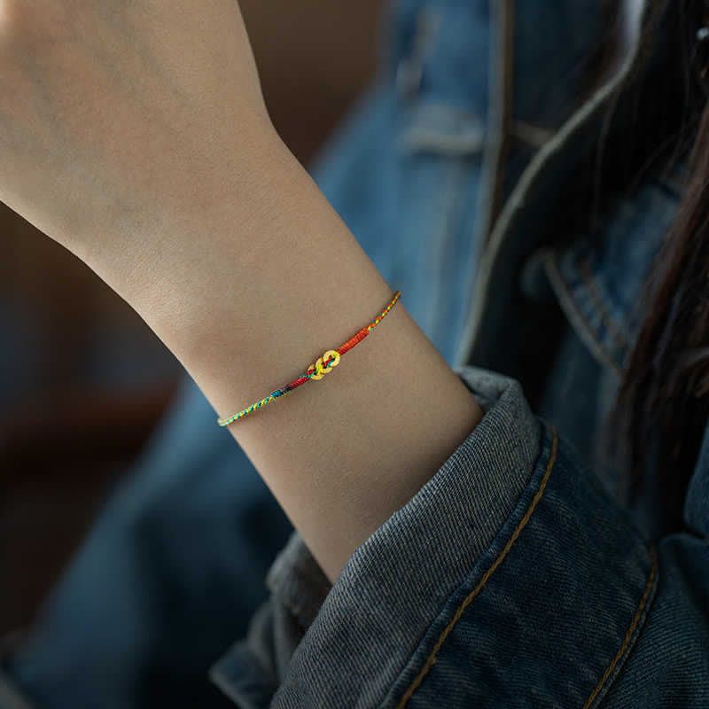 Buddha Stones Copper Coins Hand-Woven Red Multicolor String Luck Bracelet - image 8