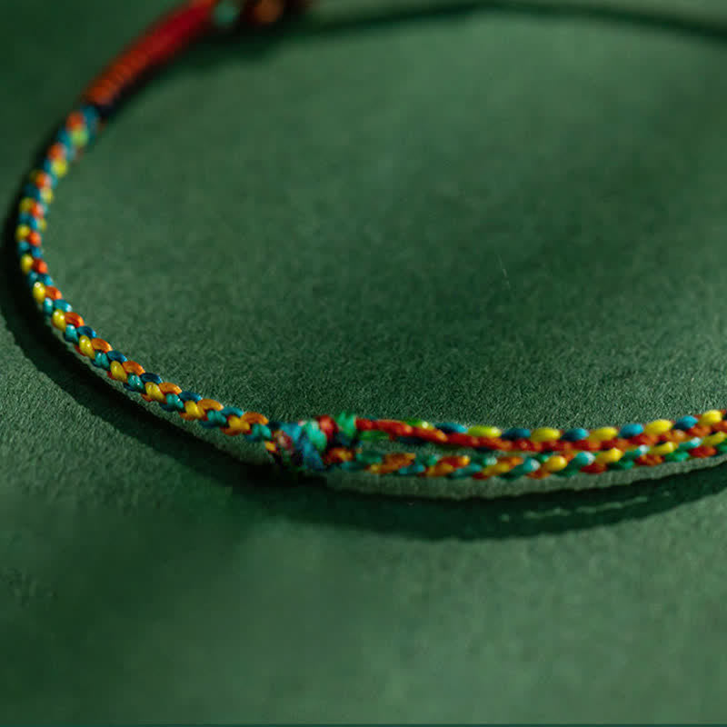 Buddha Stones Copper Coins Hand-Woven Red Multicolor String Luck Bracelet - image 11