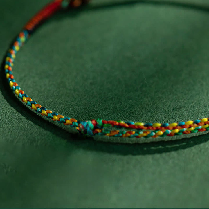 Buddha Stones Copper Coins Hand-Woven Red Multicolor String Luck Bracelet - image 11