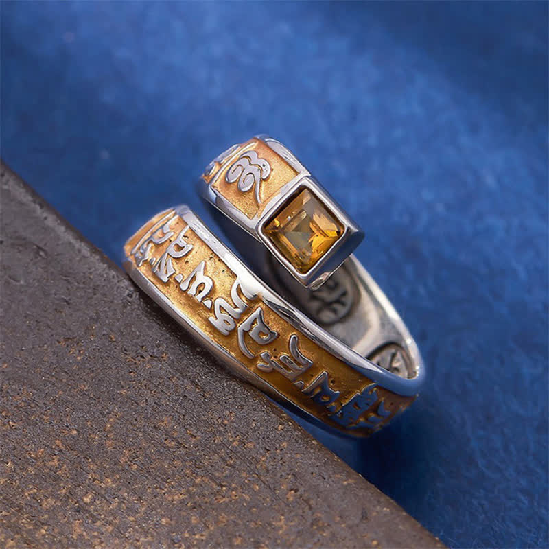 Buddha Stones Copper Om Mani Padme Hum Grounding Wisdom Tibetan Adjustable Ring - image 2